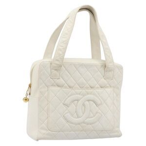 Chanel Cc Handbag Leather White Leather Handbag